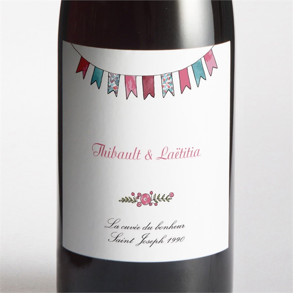 Etiquette de bouteille mariage Nos 2 petits mariés réf.N3001425