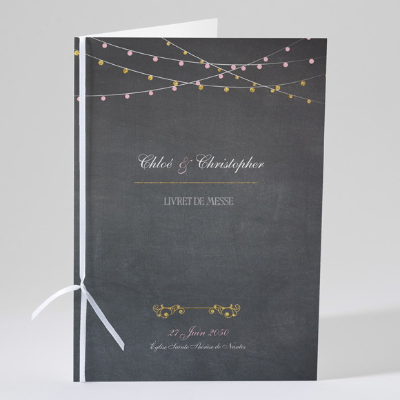 Livret de messe mariage Ardoise élégante et étiquettes réf.N49144
