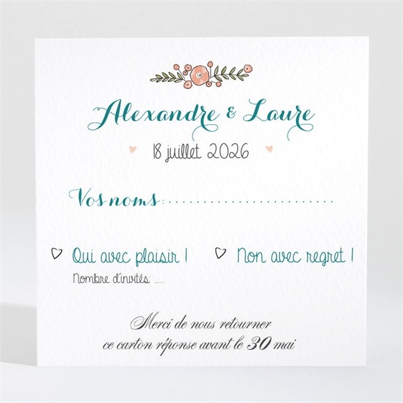 Carton réponse mariage Love Bohème réf.N3001427