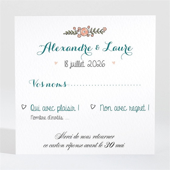 Carton réponse mariage love bohème