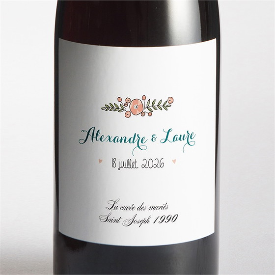 Etiquette de bouteille mariage love bohème