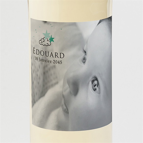 Etiquette de bouteille naissance nuage et poésie