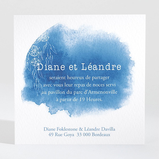 Carton d'invitation mariage perle d'aquarelle