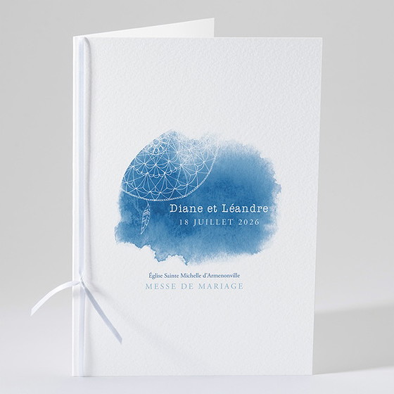 Livret de messe mariage perle d'aquarelle