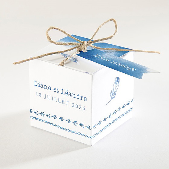 Boîte de dragées mariage perle d'aquarelle