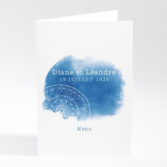 Menu mariage perle d'aquarelle