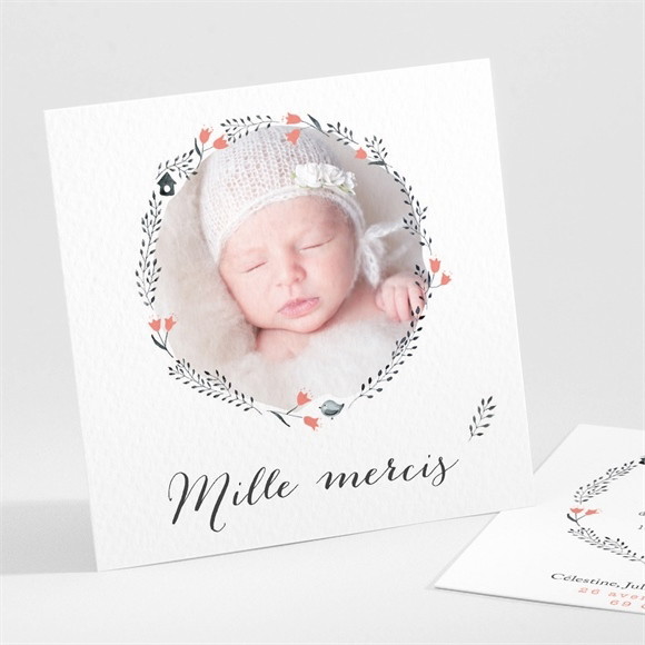 Remerciement naissance En rouge et noir réf.N30145