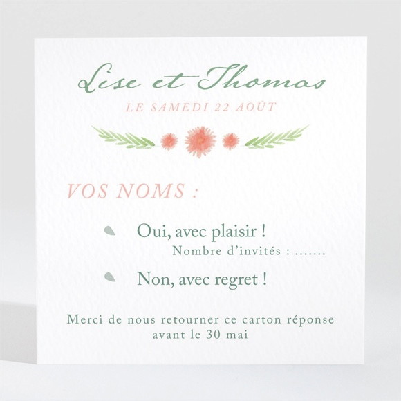 Carton réponse mariage Bucolique réf.N3001438