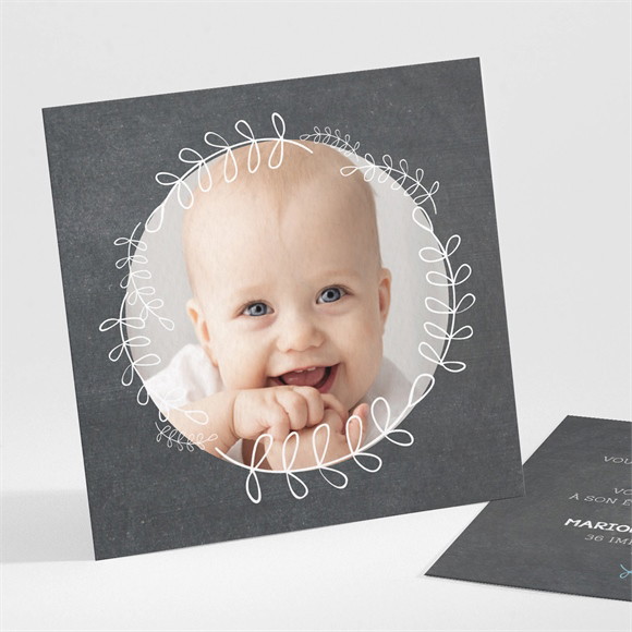 Remerciement baptême Fanions bleus sur ardoise réf.N30148