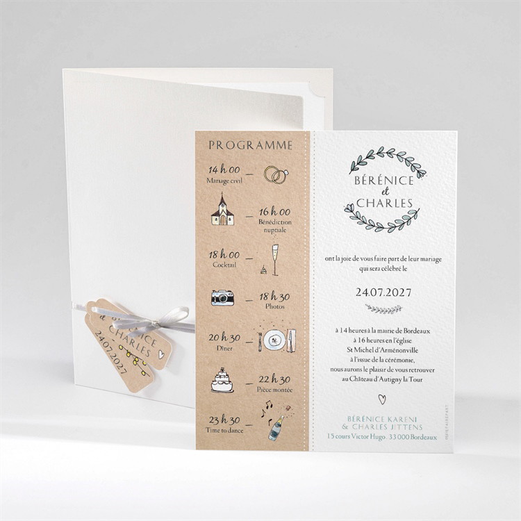 Faire-part mariage Avec programme réf.N92039