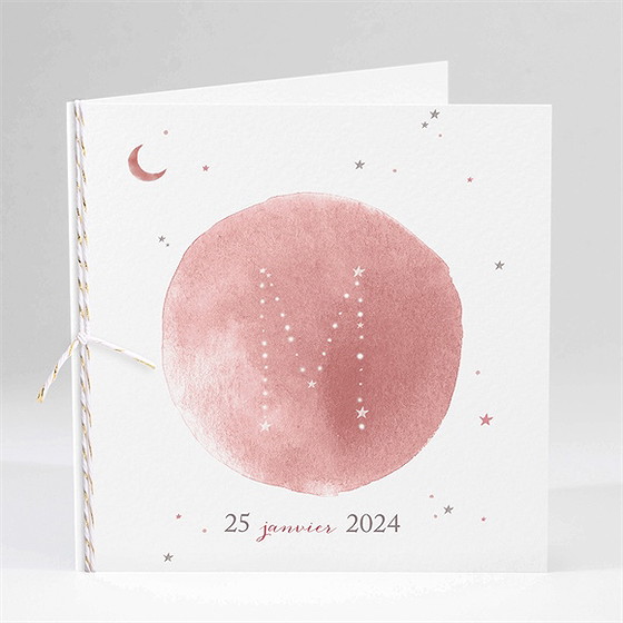 Faire-part naissance astres cuivrés