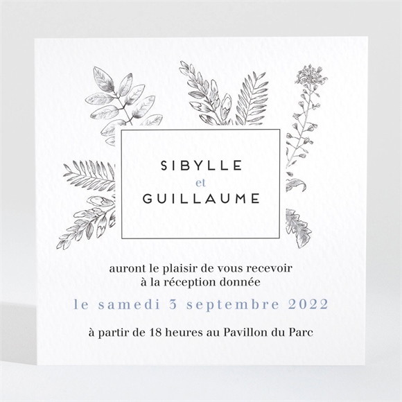 Carton d'invitation mariage Gravure florale réf.N3001445