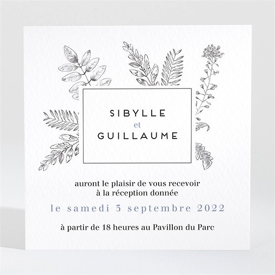Carton d'invitation mariage gravure florale