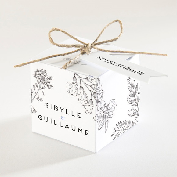 Boîte de dragées mariage Gravure florale réf.N340133