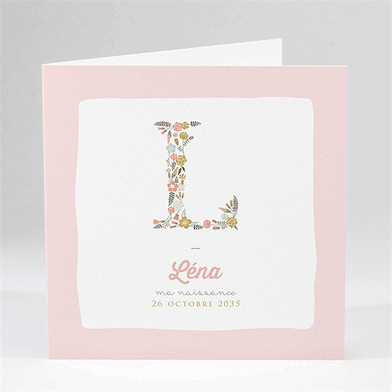 Faire-part naissance alphabet en fantaisie