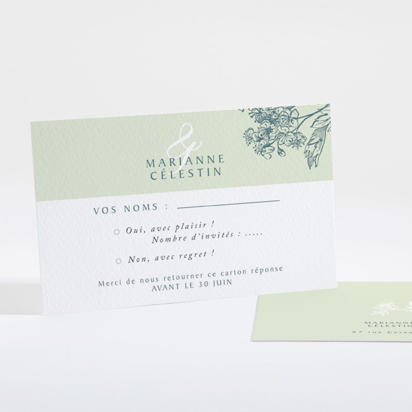 Carton réponse mariage Gravure chic réf.N16122