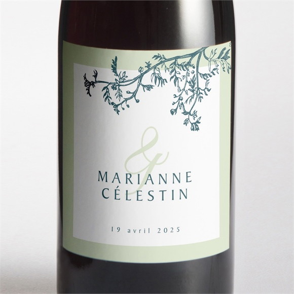 Etiquette de bouteille mariage Gravure chic réf.N3001453