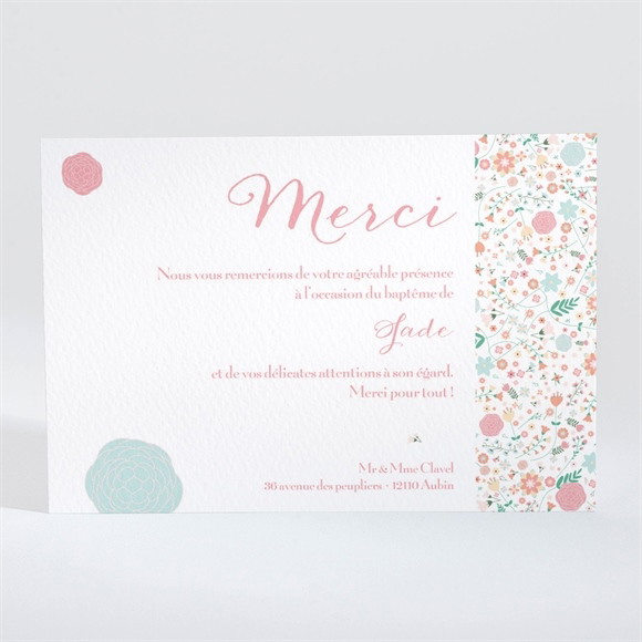 Remerciement baptême Croix à motifs et pois réf.N11018