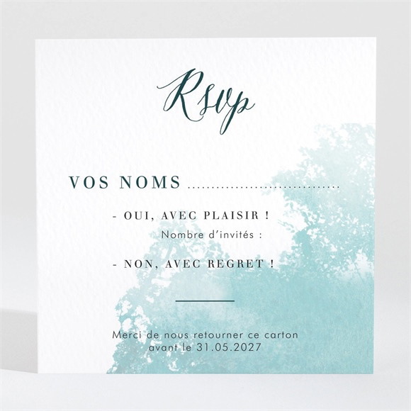 Carton réponse mariage Aquarelle verte réf.N3001470