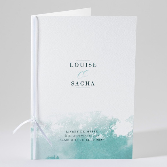 Livret de messe mariage Aquarelle verte réf.N49166