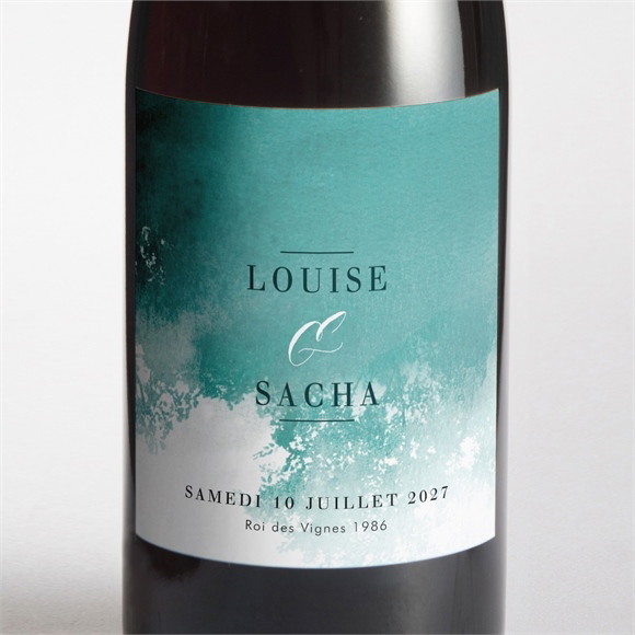 Etiquette de bouteille mariage Aquarelle verte réf.N3001471