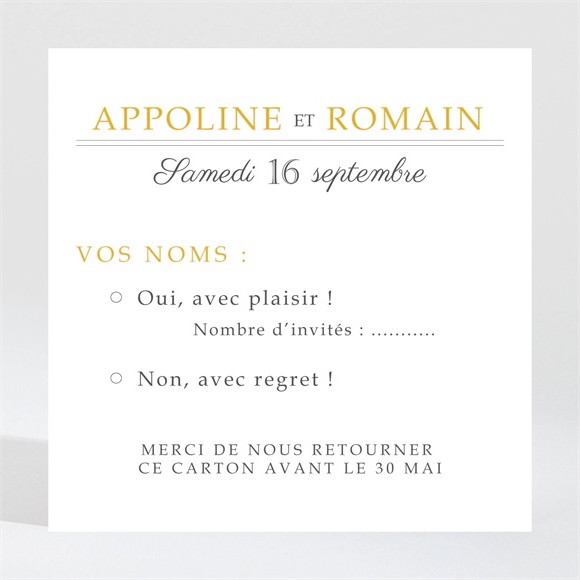 Carton réponse mariage Doux plaisir réf.N3001476