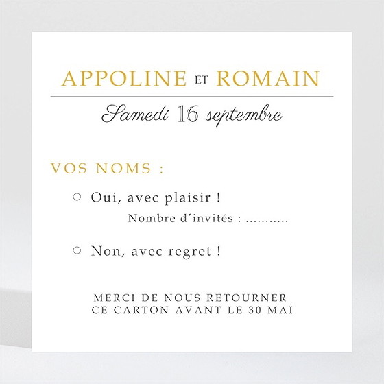 Carton réponse mariage doux plaisir