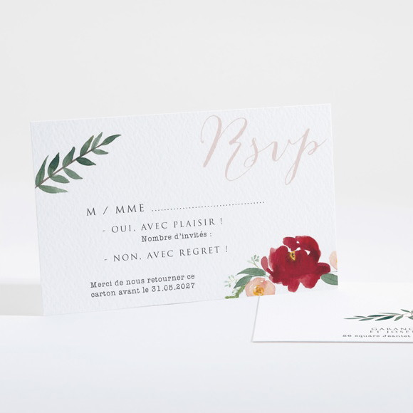 Carton réponse mariage Jolis coquelicots réf.N16130