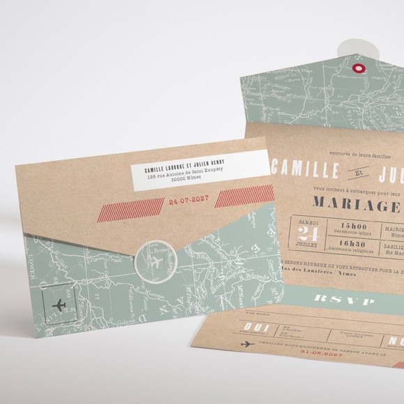 Faire-part mariage Voyage voyage réf.N97101