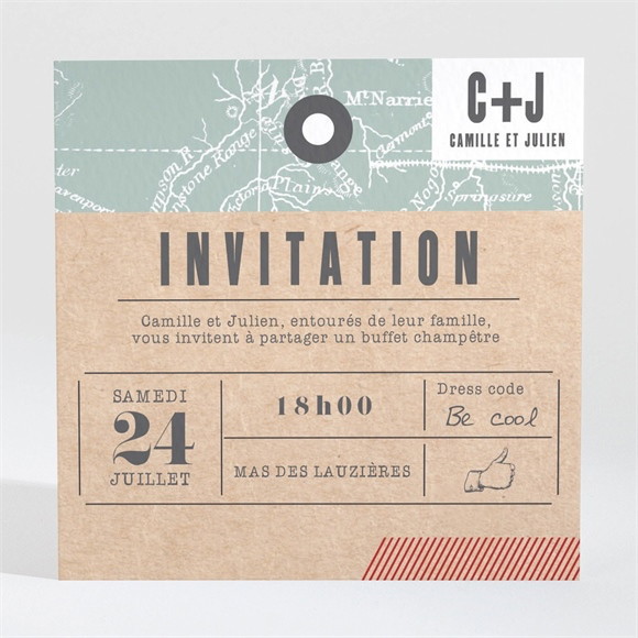 Carton d'invitation mariage Voyage voyage réf.N3001478