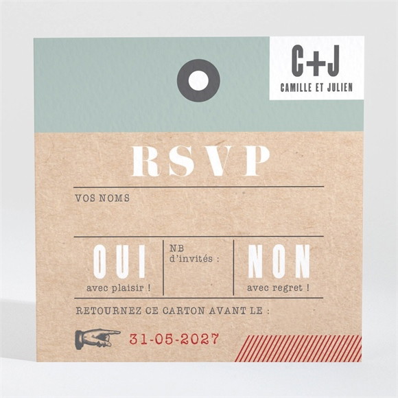 Carton réponse mariage Voyage voyage réf.N3001479