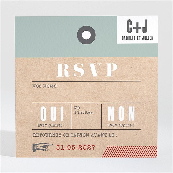 Carton réponse mariage voyage voyage