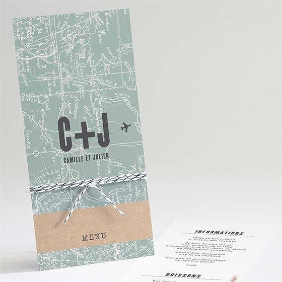 Menu mariage voyage voyage