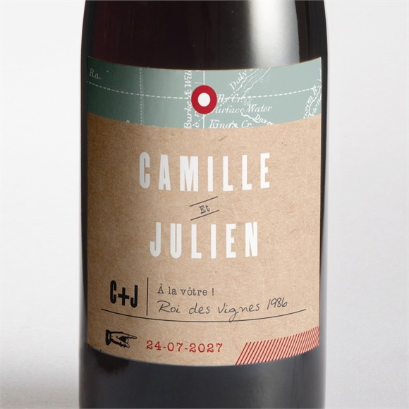 Etiquette de bouteille mariage Voyage voyage réf.N3001480