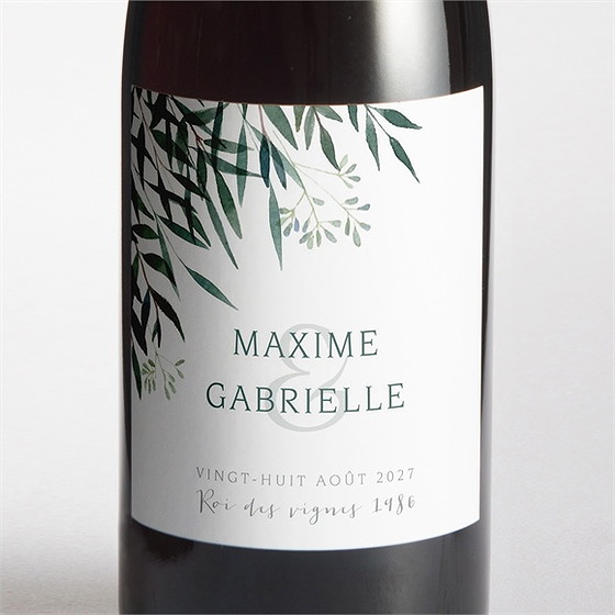 Etiquette de bouteille mariage douceur du pinceau