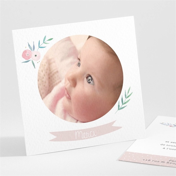 Remerciement naissance Illustration florale réf.N30167