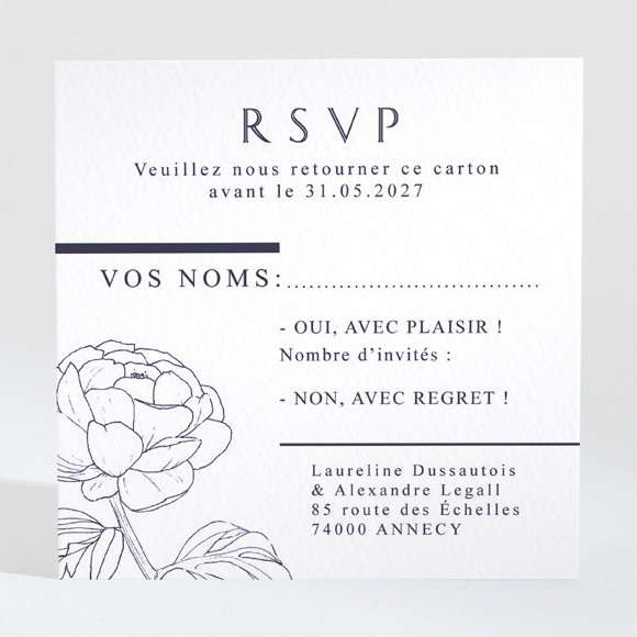 Carton réponse mariage Chic et moderne réf.N16116