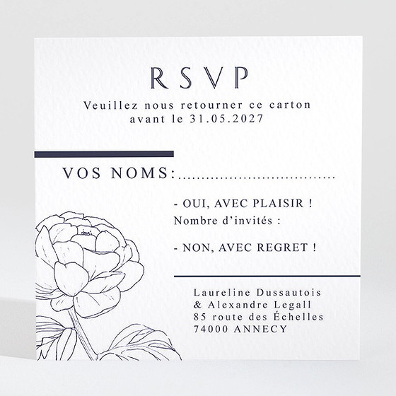 Carton réponse mariage chic et moderne