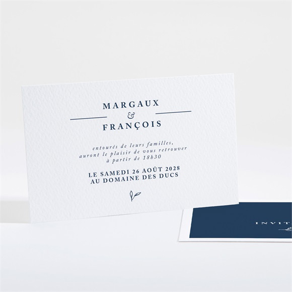 Carton d'invitation mariage Bleu romantique réf.N16119