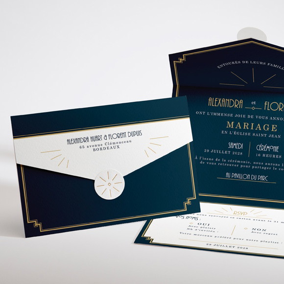 Faire-part mariage Art déco réf.N97102