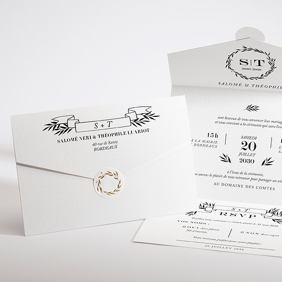 Faire-part mariage gravure secrète