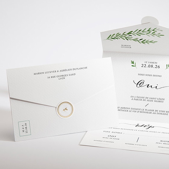 Faire-part mariage branche d'amour