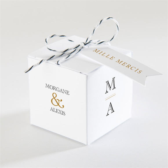 Boîte de dragées mariage Lettre moderne réf.N340149