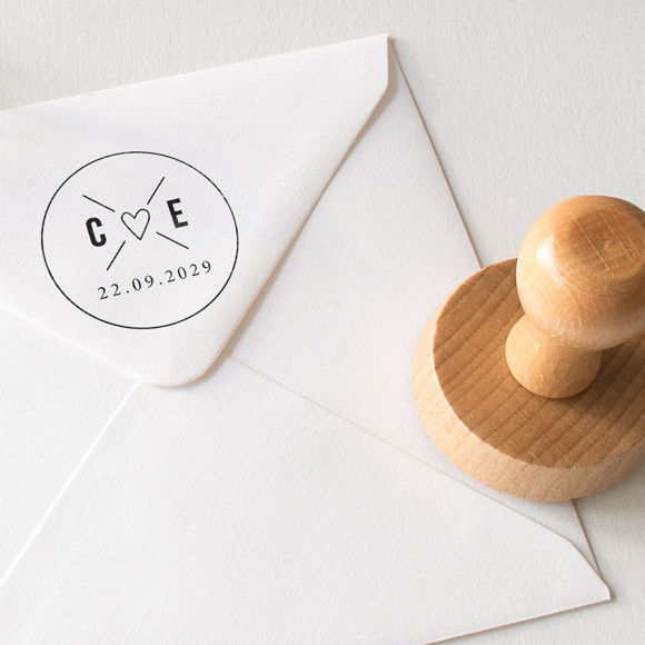 Tampon mariage Nos initiales réf.N96010