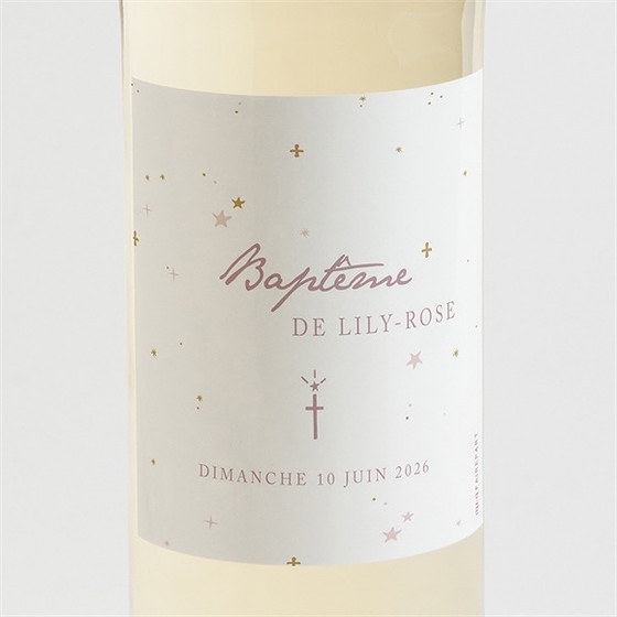 Etiquette de bouteille baptême simple design