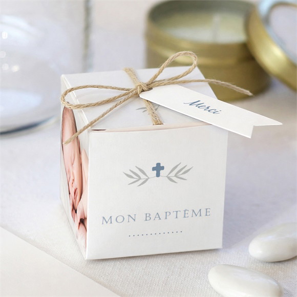 Boîte de dragées baptême Mosaïque de photos réf.N340153