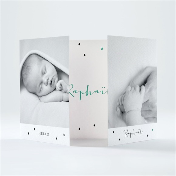 Faire-part naissance Double photo petits pois réf.N70174