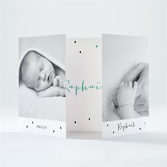 Faire-part naissance double photo petits pois