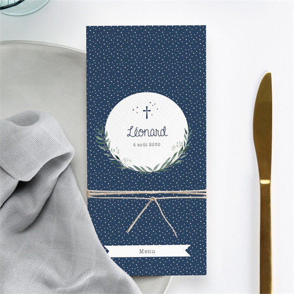 Menu baptême Motifs et autres pois réf.N22172