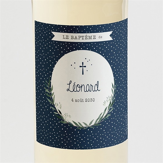 Etiquette de bouteille baptême motifs et autres pois